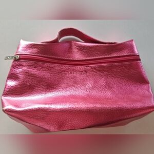 Clinique Hot Pink Fuschia Cosmetic Makeup Bag Toiletry Zipper Organizer